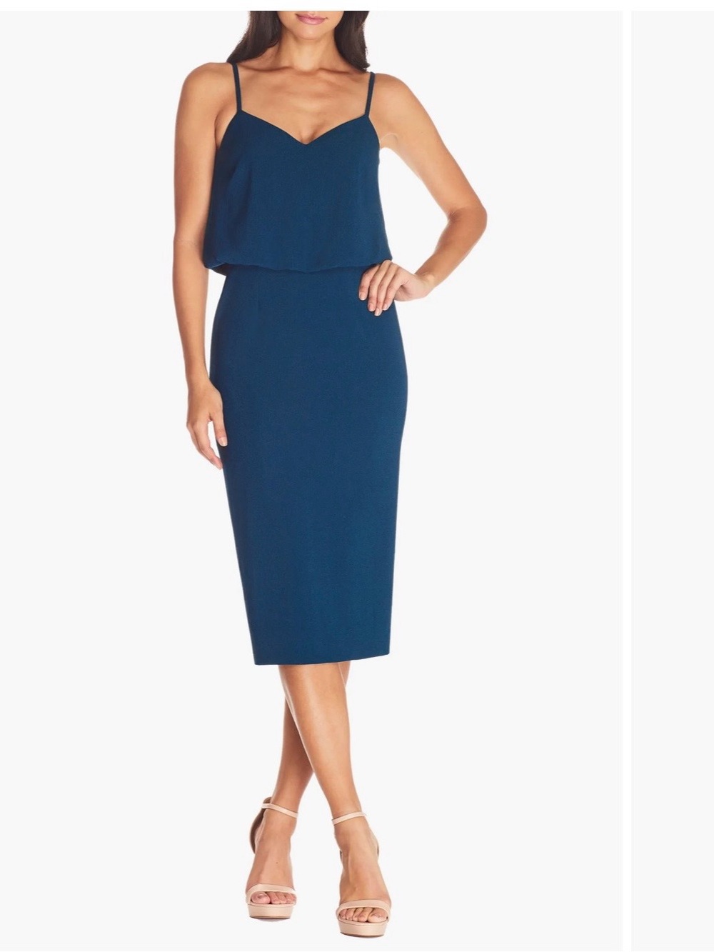 Dress‎ The Population Alondra Blouson Sheath Dress Midnight Blue size L